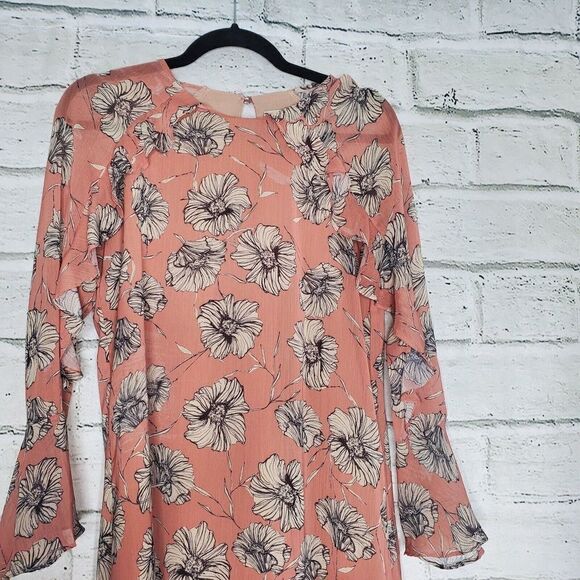HD In Paris Bell Sleeve Mini Floral Pink Dress Womens Small Petite - Picture 3 of 12